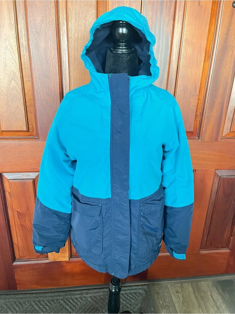 Lands End Girls Squall Waterproof Parka Lined Coat XL 14 Grow A Longs Wind proof